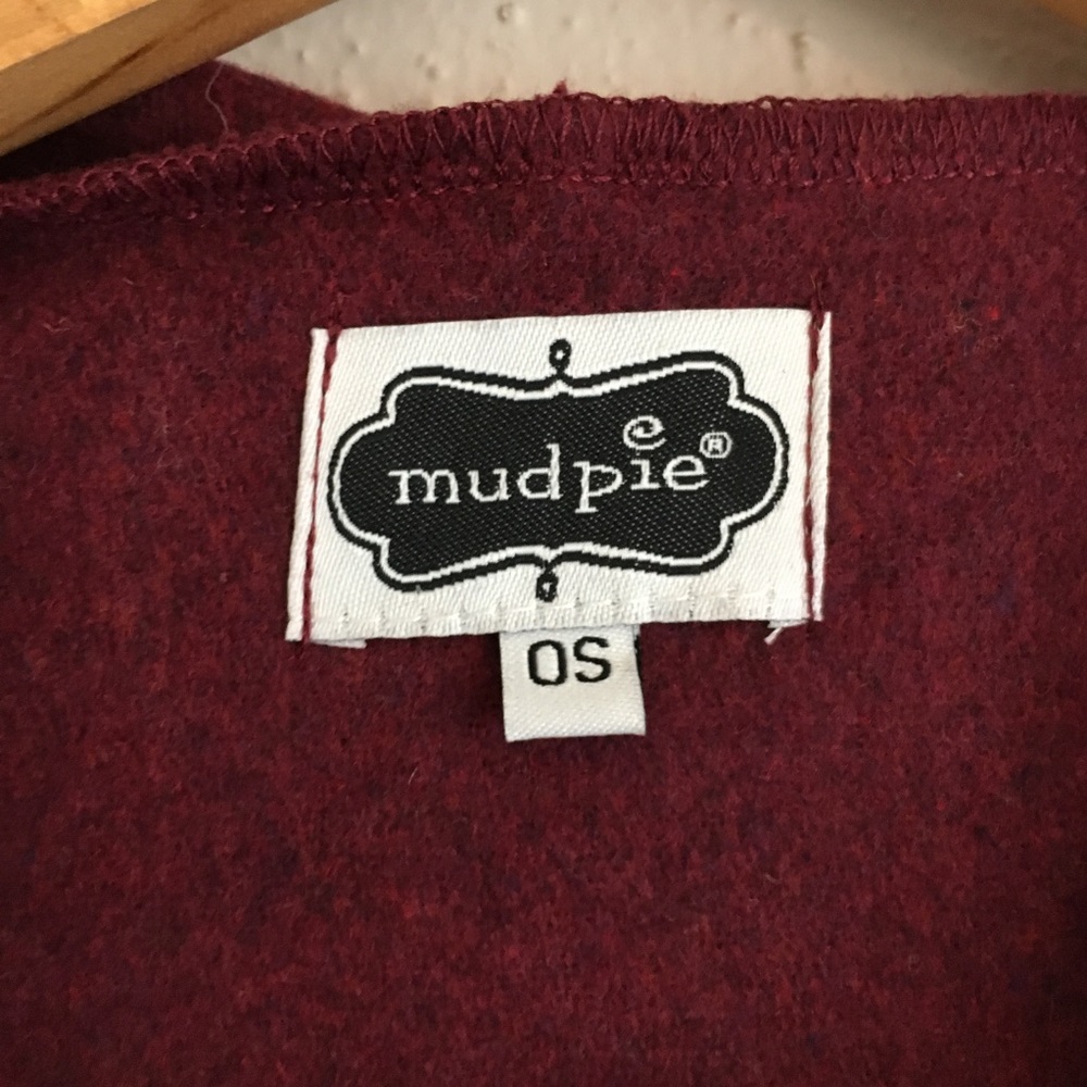 Mud Pie Burgundy Wool Blend Open Front Draped Vest - image 4